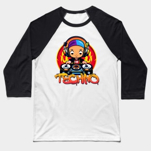 Groove Master: Colorful Cartoon DJ Turntable Baseball T-Shirt